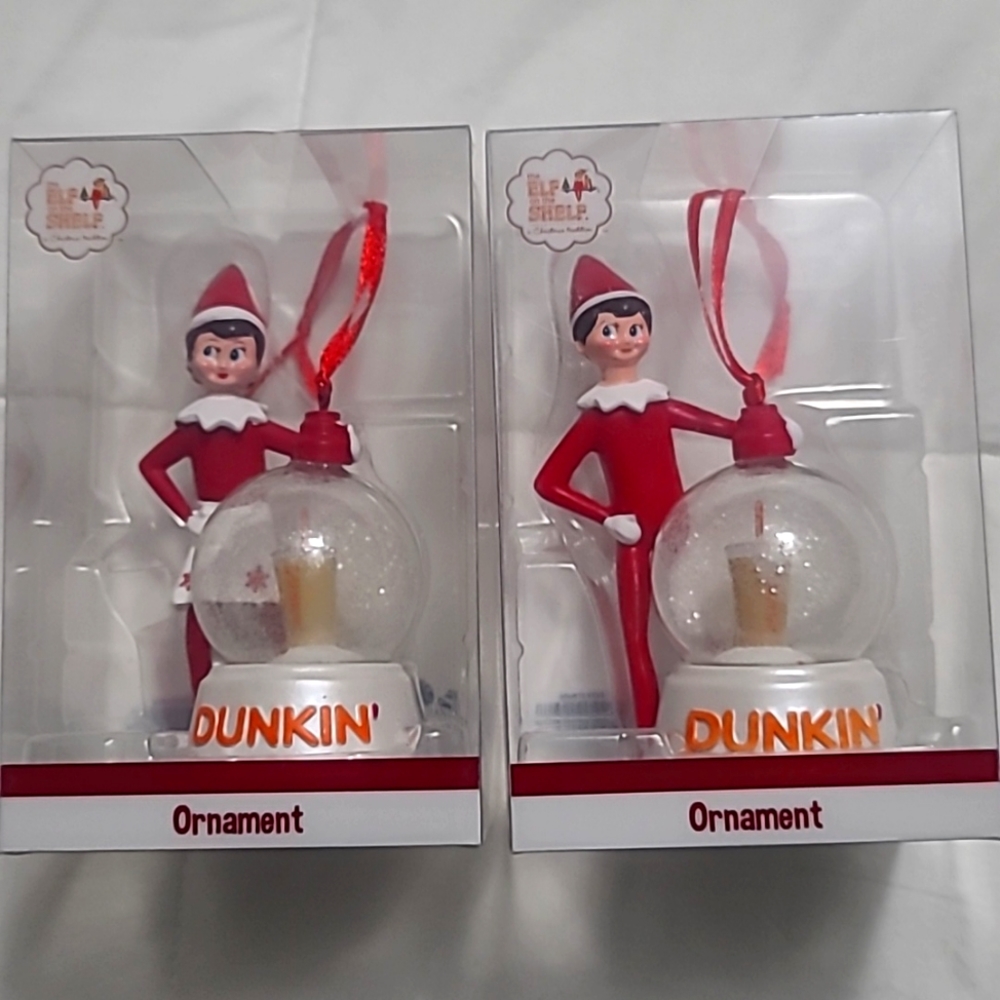 dunkin elf on the shelf ornament set